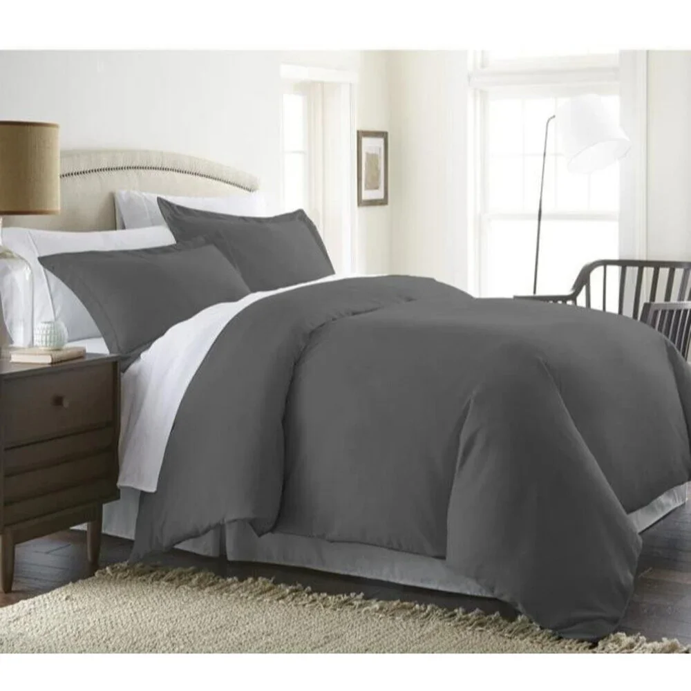 Ienjoy Home Premium Duvet Cover Set Queen Gray Ultra Soft with Pillow Sham BED34
